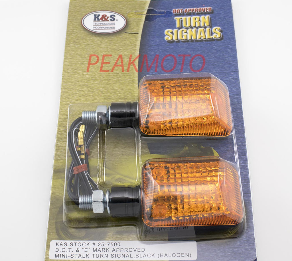 K&S UNIVERSAL DOT MINI STALK TURN SIGNAL BLACK BODY - AMBER