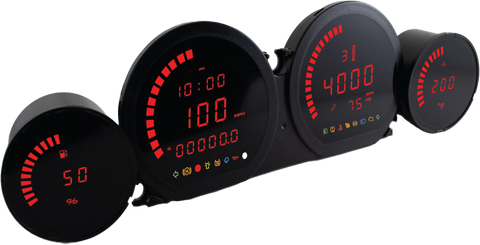 4 PIECE RED LED GAUGES `14-22 FLHT FLHX FLTR