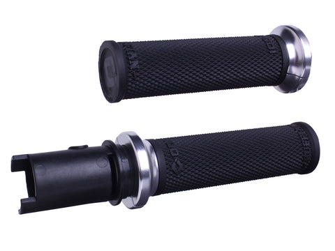LOCK-ON RUFFIAN GRIPS BLACK/SILVER CVO `23-24