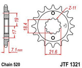 JT Sprockets - JTF1321.14 Steel Front Sprocket 14T Honda CBR250R CBR300R 2011-18