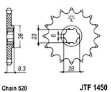 JT Sprockets - JTF1450.14 - Steel Front Sprocket, 14T