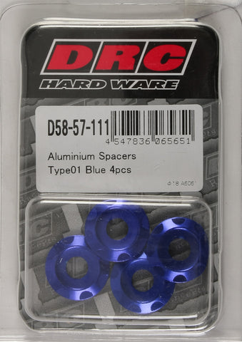 ALUMINUM SPACERS TYPE 1 BLUE M6X12MM 4/PK