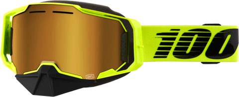 ARMEGA SNOWMOBILE GOGGLE NEON YLW W/ GLD MIRROR LENS