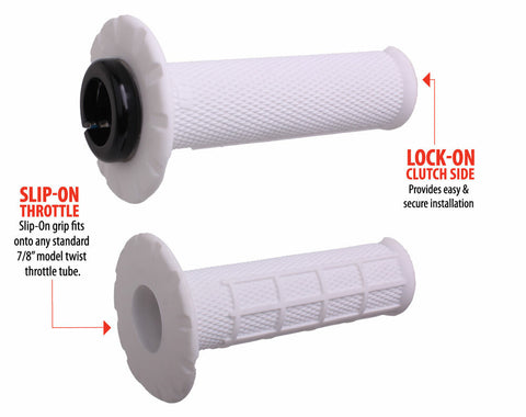 UNIVERSAL LOCK-ON GRIPS PRO HALF-WAFFLE WHITE/BLACK (SOFT)