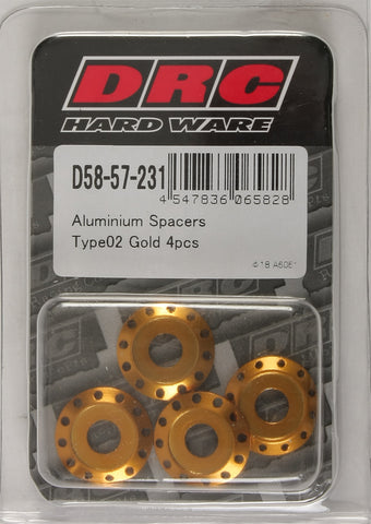 ALUMINUM SPACERS TYPE 2 GOLD M6X12MM 4/PK