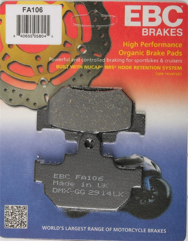 EBC FA106 Organic Brake Pads For Suzuki LS650 Savage 1986-1988, 1995-2004  Front