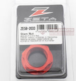 ZETA - ZE58-2033 Red Anodized Aluminum Steering Stem Nut M22x30x12 1.00 Pitch
