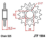 JT Sprockets - JTF1904.17 - Steel Front Sprocket, 17T