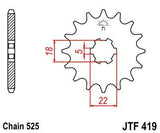 JT Sprockets - JTF419.15 - Steel Front Sprocket, 15T