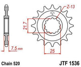 JT Sprockets - JTF1536.16 - Steel Front Sprocket, 16T