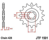 JT Sprockets - JTF1501.14 - Steel Front Sprocket, 14T