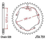 JT Sprockets - JTA751.38 - Aluminum Rear Sprocket, 38T