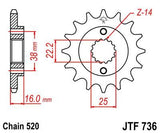JT Sprockets - JTF736.15 - Steel Front Sprocket, 15T