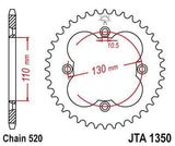 JT Sprockets - JTA1350.38 - Aluminum Rear Sprocket, 38T Honda TRX250R 1986-1987