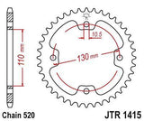 JT Sprockets - JTR1415.38 - Steel Rear Sprocket, 38T Kawasaki KFX450R 2008-2014