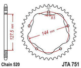 JT Sprockets - JTA751.42 - Aluminum Rear Sprocket, 42T