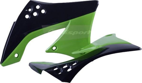 Polisport - Radiator Shroud Plastics Black/Green For Kawasaki KX450F 2009-2011