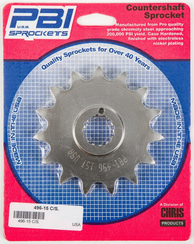 PBI - 496-15 -  Front Countershaft Sprocket, 15T - Made In USA
