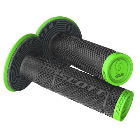 SCOTT SX II Grips Black/Neon Green (Diamond Pattern) Set + Donuts 219624-4376