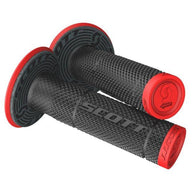 SCOTT SX II Grips Black/Neon Red (Diamond Pattern) Set + Donuts 219624-4959